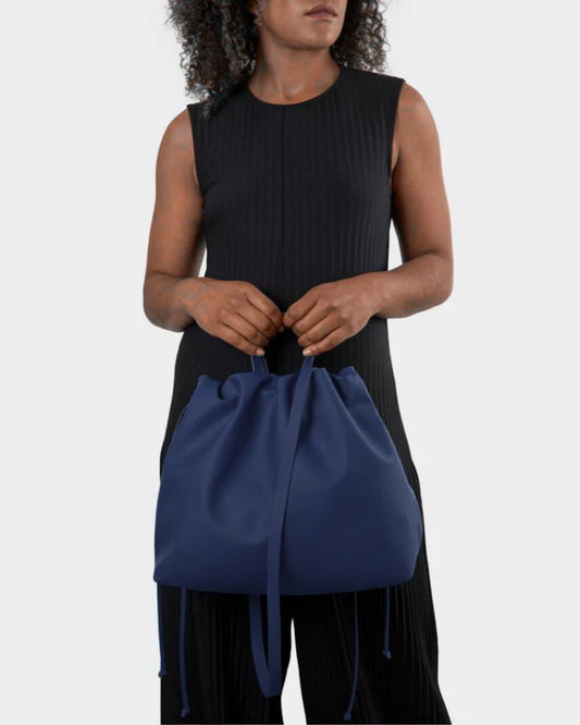 Sac Bandoulière Cuir Végétal Bleu Femme ANGELINES - Maroquinerie Artisanale Premium