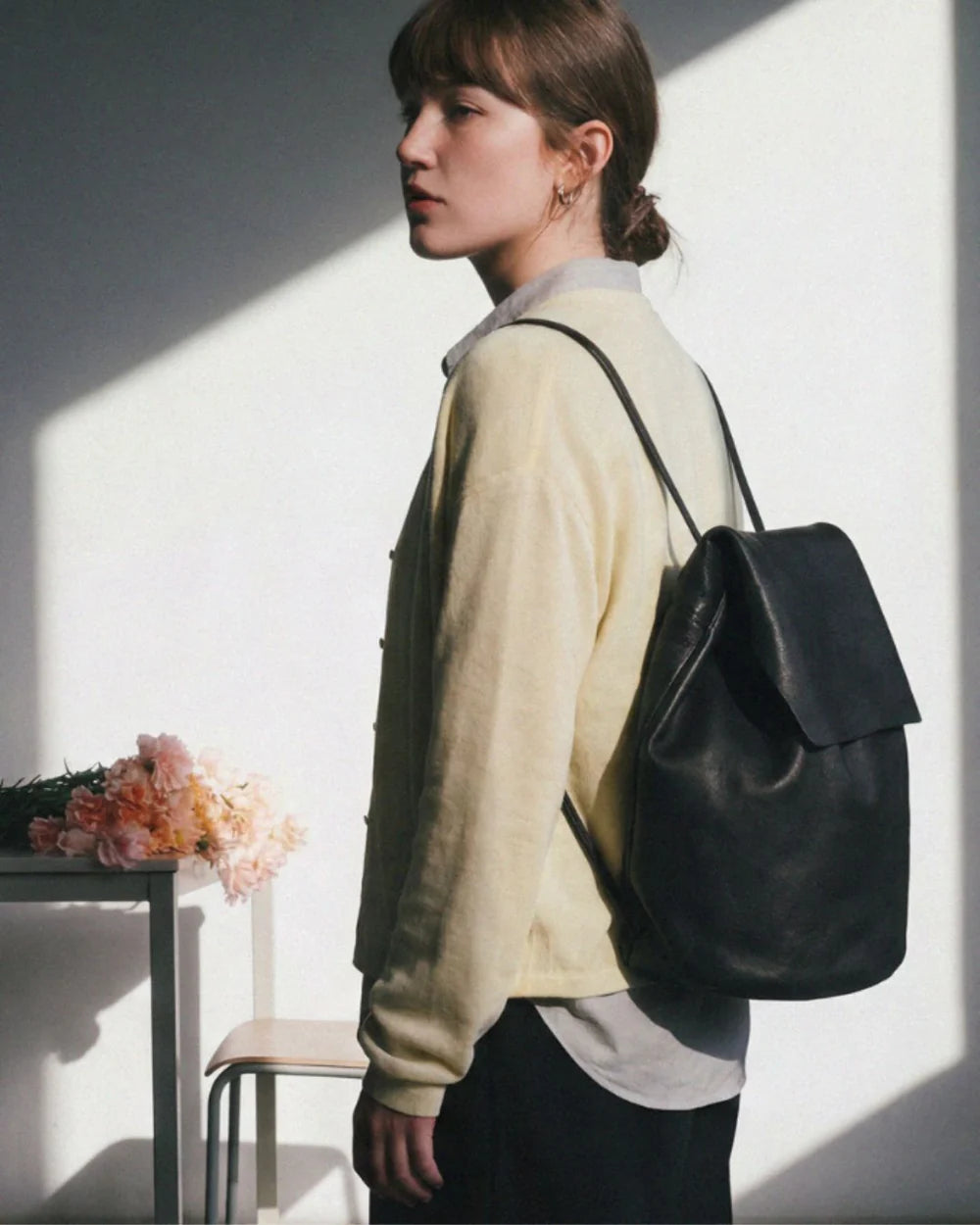 Mini Sac à Dos Cuir Noir IRENE — Artisanal Premium | Bmassy