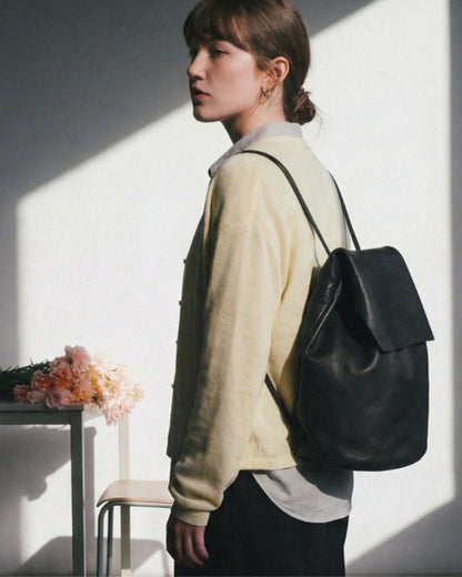 Mini sac à dos cuir noir IRENE artisanal premium – Bmassy
