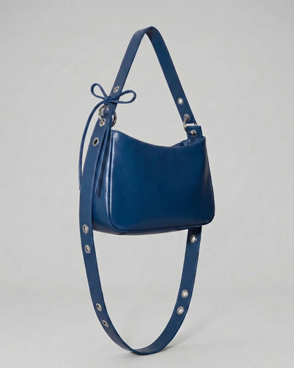 Sac bandoulière LOLI cuir tanné végétal coloris bleu – Bmassy