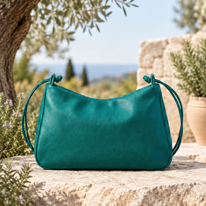 Sac à main LOLI turquoise dans un décor naturel fait main - BMASSY