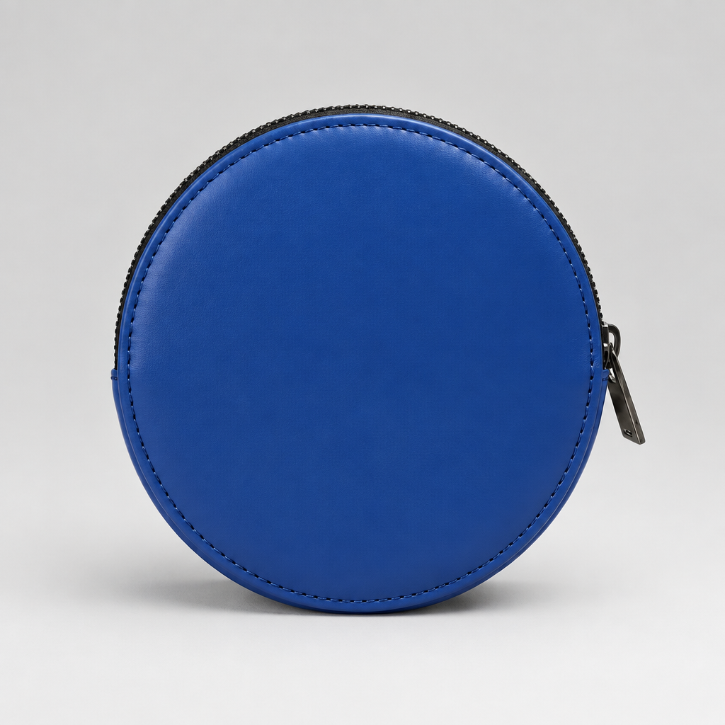 Pochette Almita Grande en cuir bleu vue de face