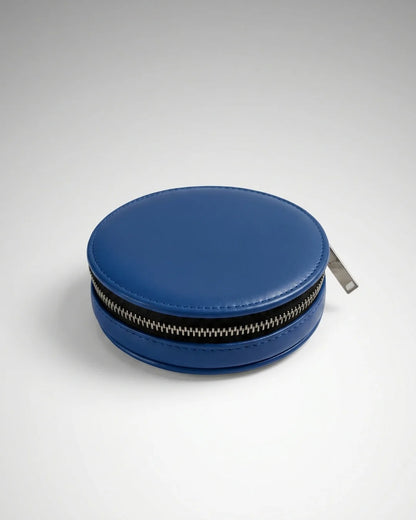 Sac bandoulière rond en cuir Bleu, collection Almita Mini - BMASSY