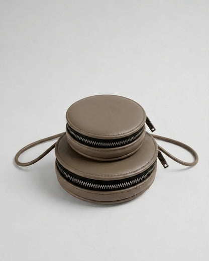 Sac à main en cuir Gris, vue de profil - BMASSY