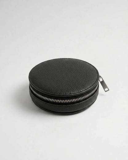 Mini sac rond en cuir noir Almita Mini vu de dessus