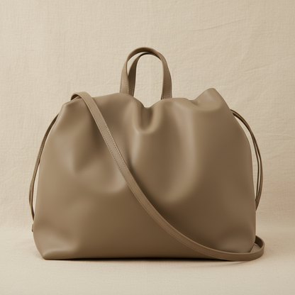 Sac à main ANGELINES Gris avec bandoulière, cuir végétal – Bmassy