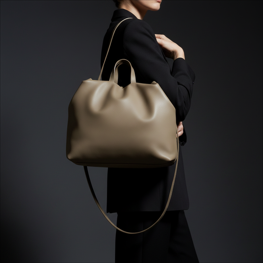Sac ANGELINES Gris porté en bandoulière, cuir végétal tanné – Bmassy