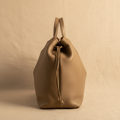 Sac ANGELINES Gris vue profil, cuir végétal artisanal – Bmassy
