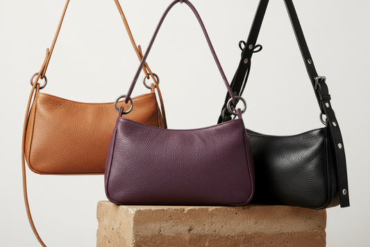 Sac bandoulière LOLI en cuir tanné végétal, format moyen, fait main à Malaga – Bmassy
