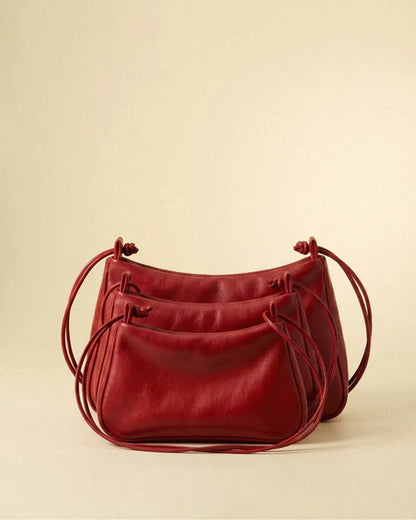 Petit sac bandoulière LOLITA cuir tanné végétal, vue de face – Bmassy