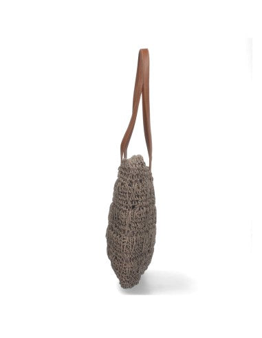 Sac à main beige raphia tressé artisanal bandoulière élégante
