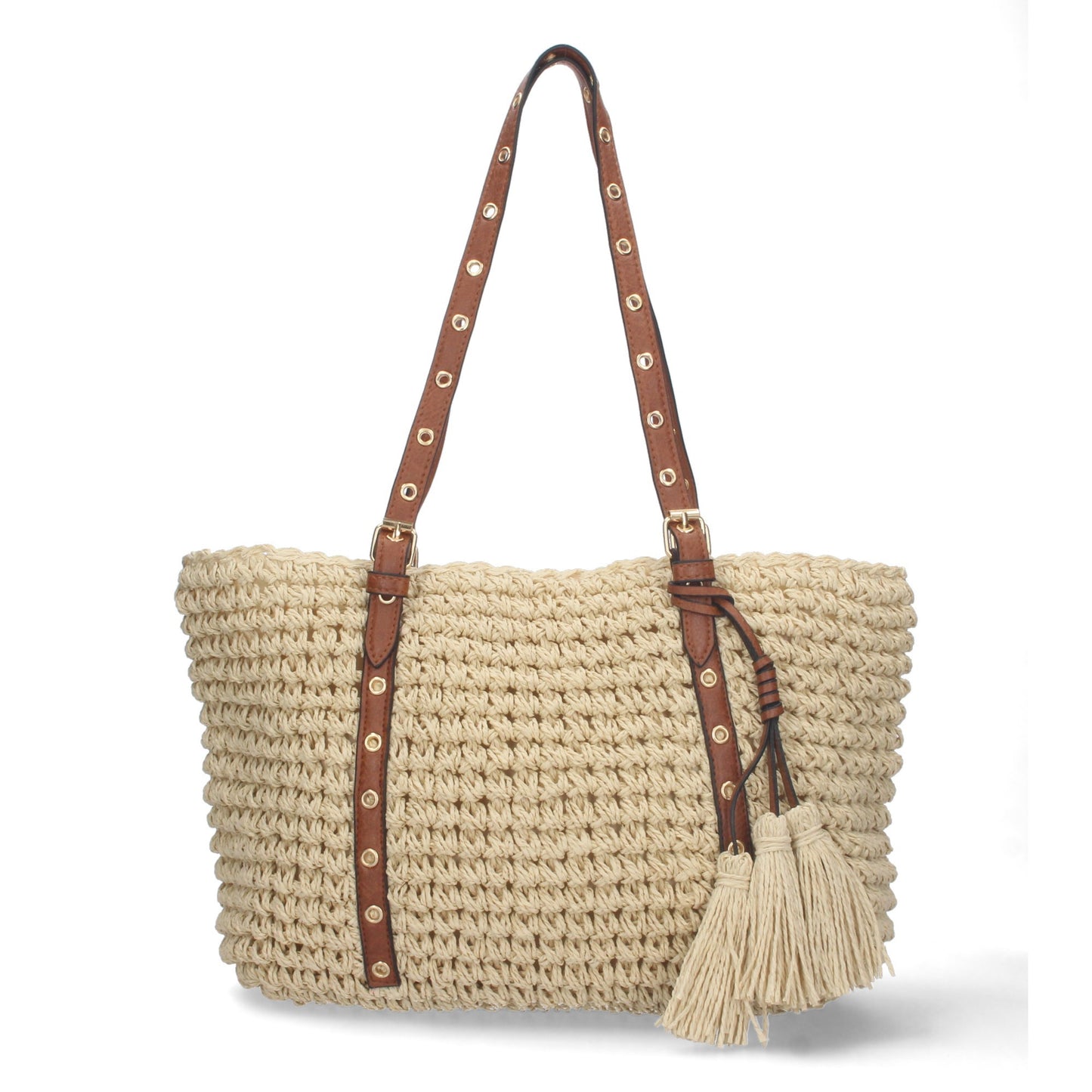 Sac à bandoulière en raphia et fermeture à glissière – Bmassy