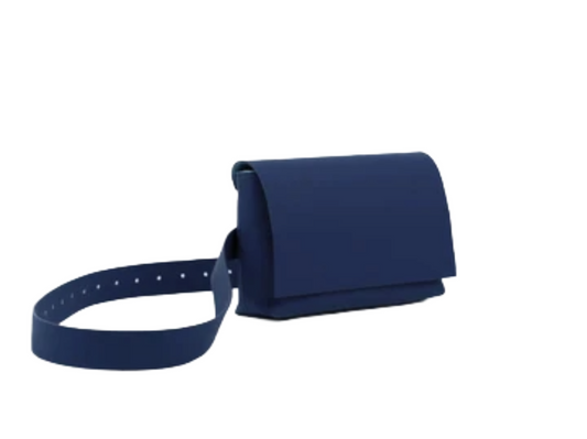 Sac bandoulière bleu multiposition cuir forme banane femme avec compartiments - Bmassy design moderne