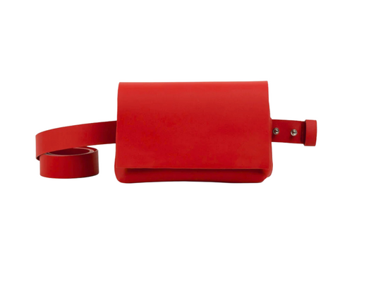 Sac bandoulière rouge anthracite multiposition cuir forme banane femme - Bmassy style urbain