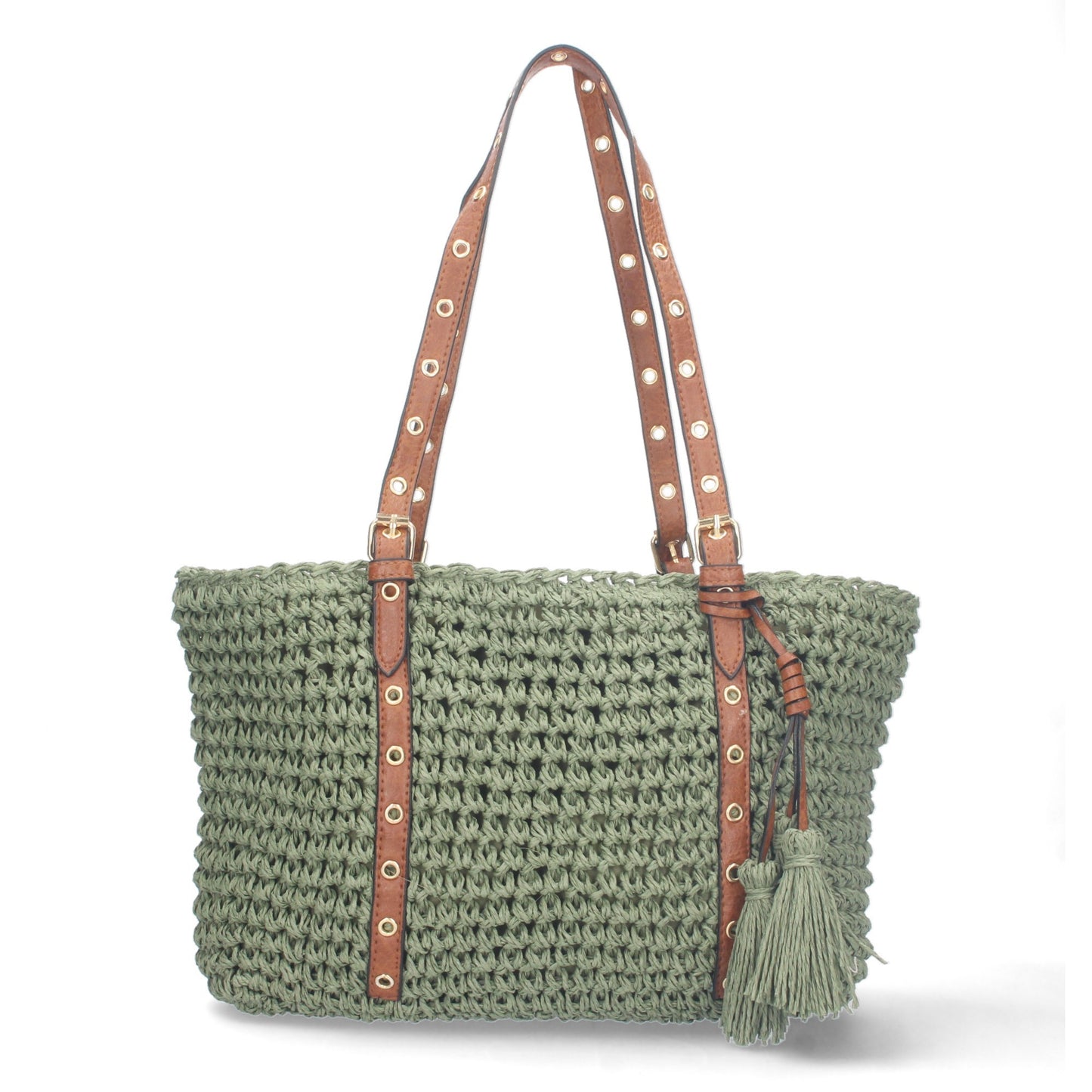 Détail sac raphia vert artisanal fait main texture unique