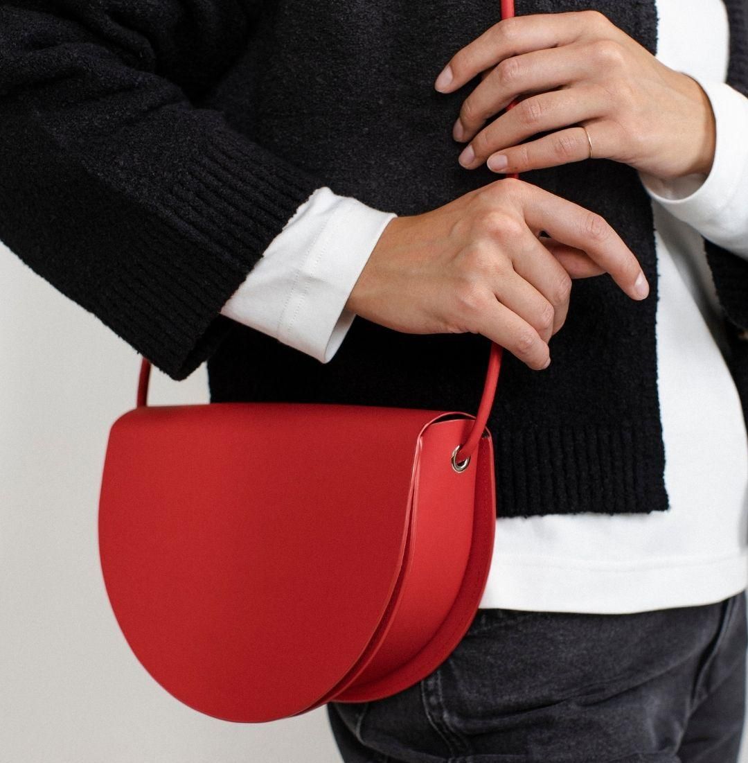Sac à main rouge pour femme de demi-lune