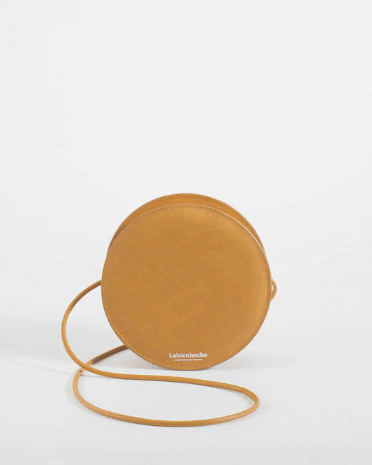 Sac rond rose poudré maroquinerie artisanale espagnole