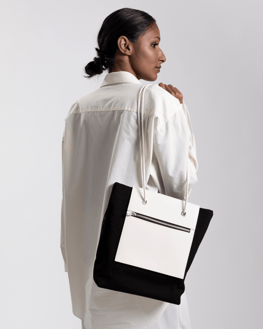 Sac à Main Réversible Blanc et Noir - Fourre-tout Artisanal Classique