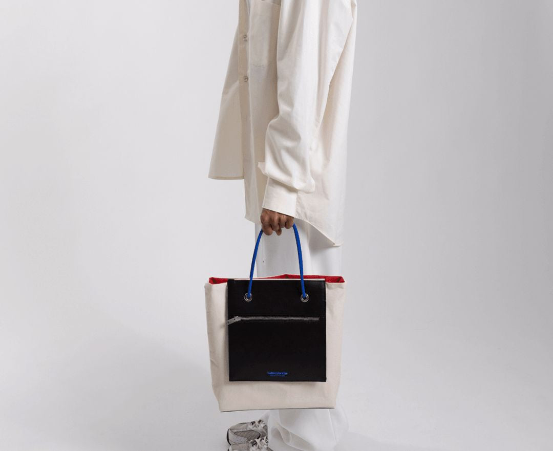 Sac à Main Réversible Gris et Blanc - Fourre-tout Artisanal Médiane