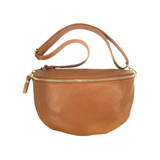 Sac Banane Camel Cuir Italien Femme - Compartiment Intérieur