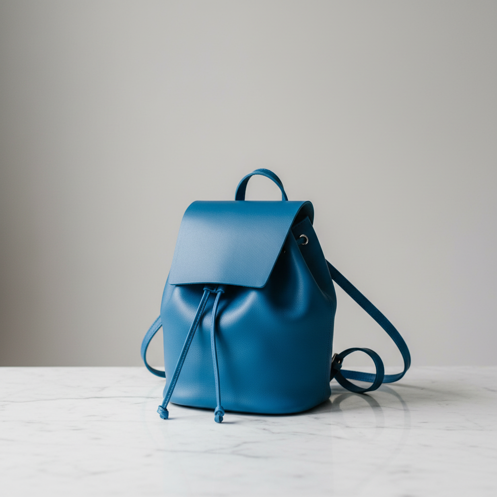 Mini sac à dos cuir bleu IRENE posé seul – Bmassy