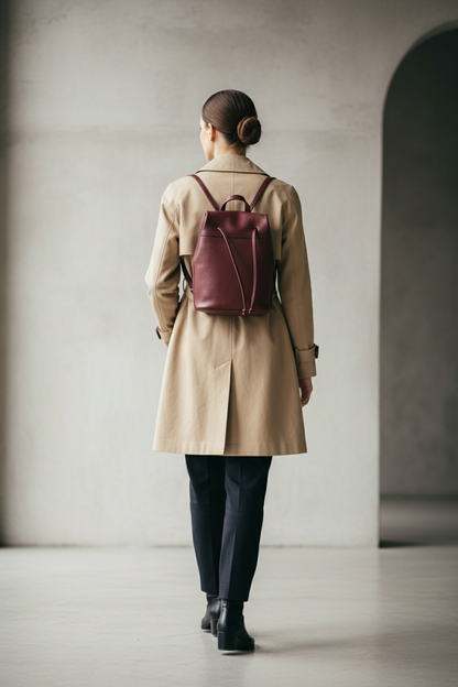 Mini sac à dos cuir marron or rose IRENE porté sur le dos – Bmassy