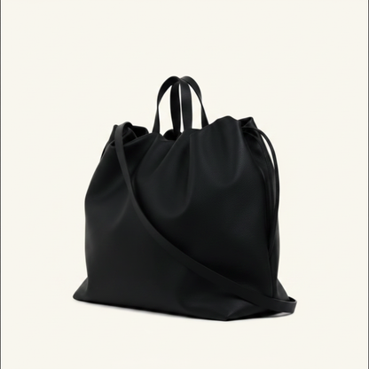Sac ANGELINES Noir vue profil, cuir végétal artisanal – Bmassy