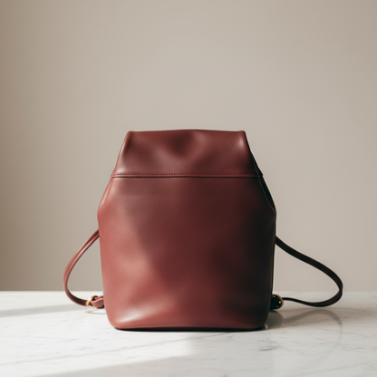 Mini sac à dos cuir marron or rose IRENE posé seul – Bmassy