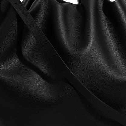 Détail macro grain cuir végétal Noir, sac ANGELINES – Bmassy
