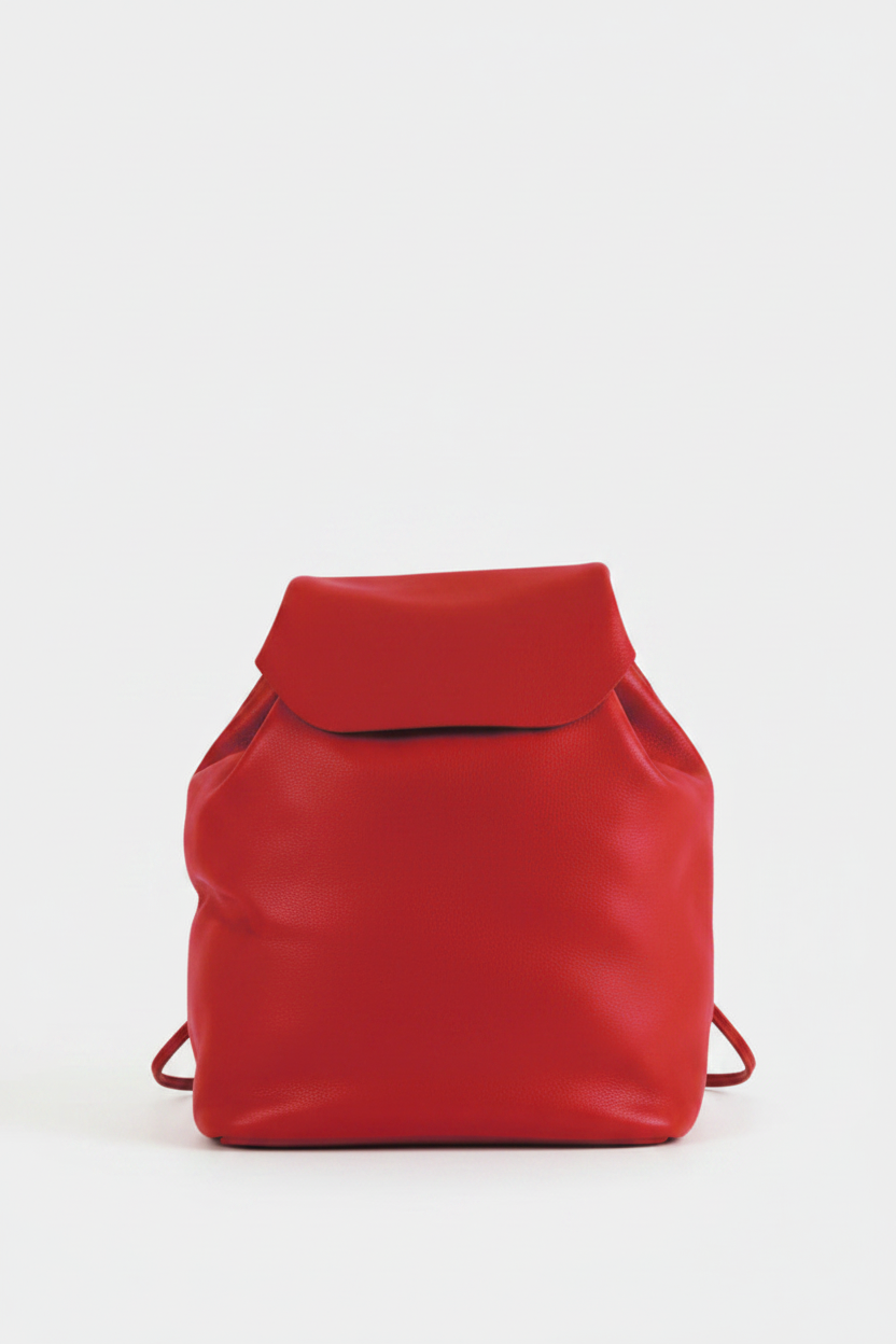 Sac à dos cuir nappa rouge IRENE mochila vue de profil – Bmassy