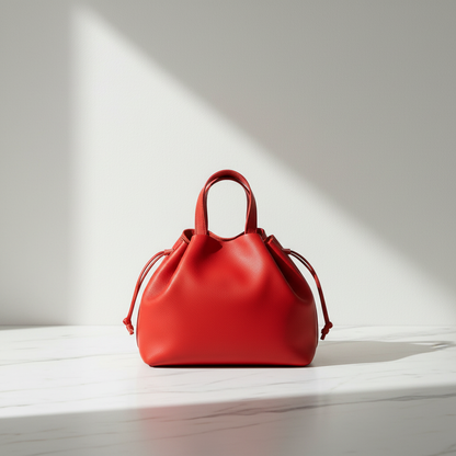 Sac ANGELA Rouge sur marbre, style éditorial minimaliste – Bmassy