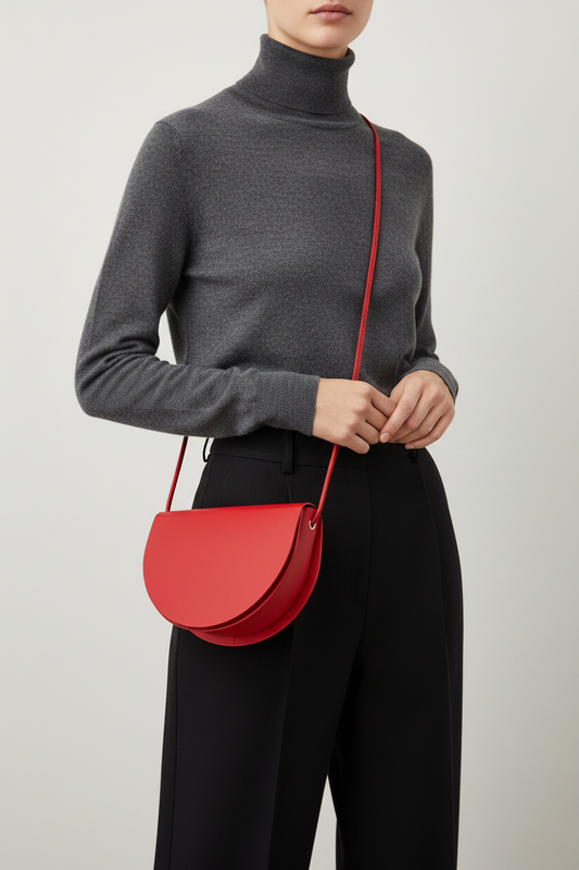 Sac demi-lune rouge porté en bandoulière – Bmassy