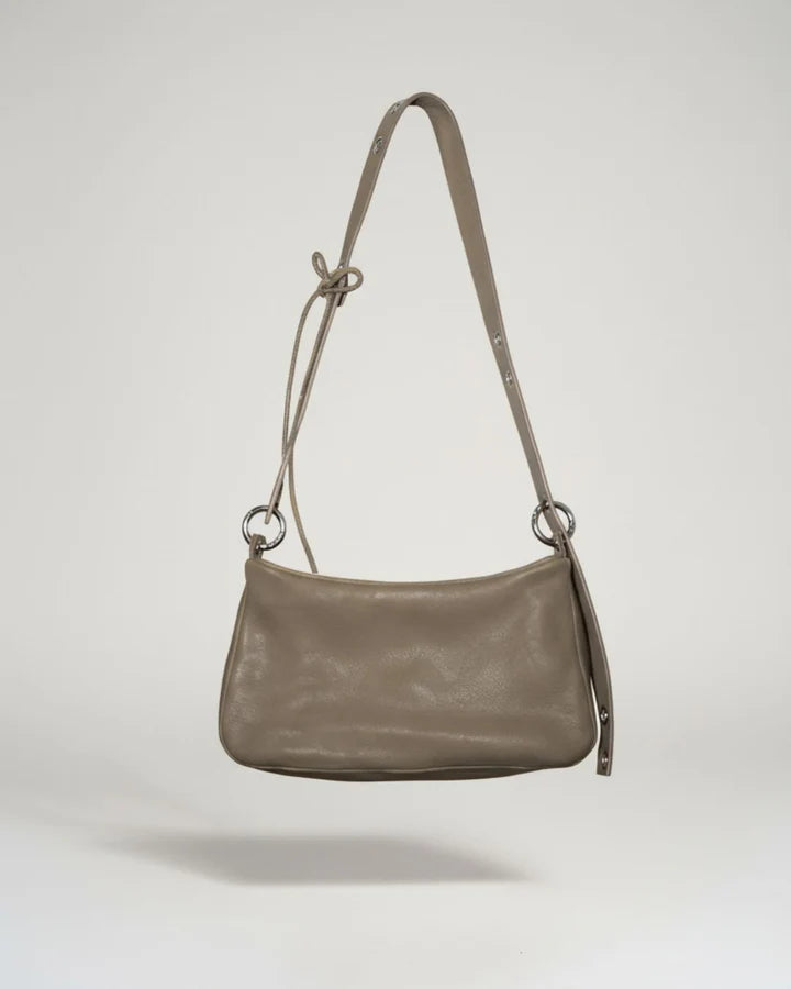 Sac cuir artisanal gris Loli – modulable fait main écoresponsable – Bmassy
