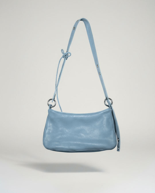 Sac cuir artisanal bleu clair Loli – modulable fait main écoresponsable – Bmassy