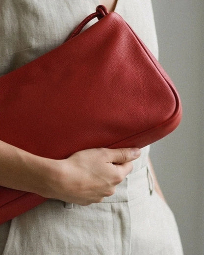 Mariloli, grand sac en cuir rouge avec cordon de serrage porté sous le bras – bmassy