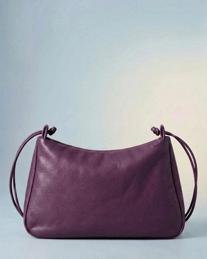 Grand Sac MariLoli en cuir violet, vue de face