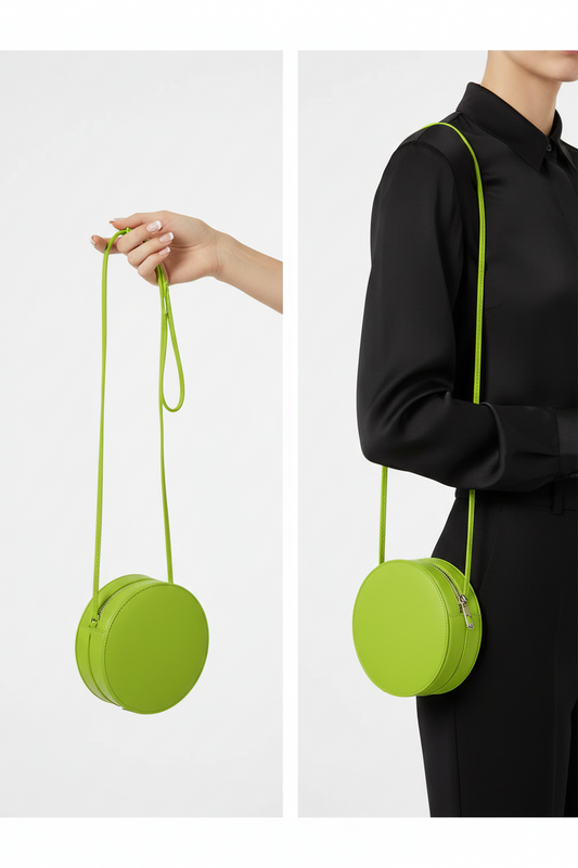 Mini Sac Rond Vert Clair - Maroquinerie Artisanale Premium