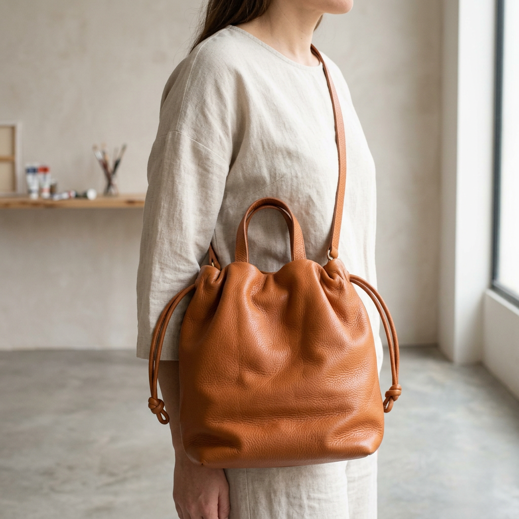 Sac à main Angela Medium en cuir orange cuivré porté en bandoulière croisée, Bmassy.