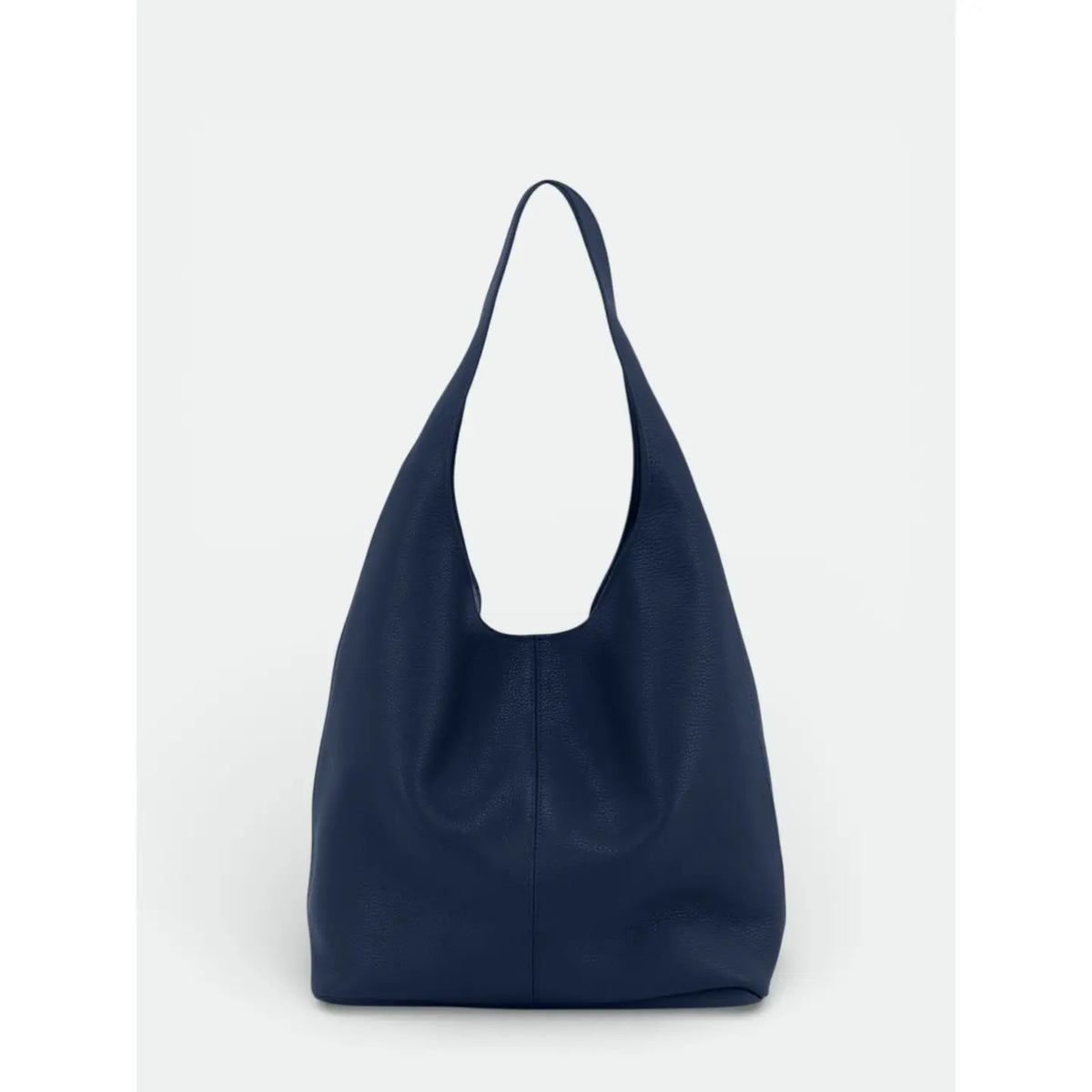 Sac porté épaule bleu avec anse large intégrée, vu de face sur fond clair