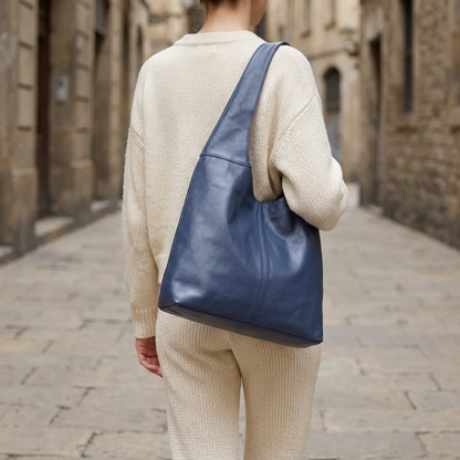 Sac à Main Porté Épaule en Cuir Brun Chocolat