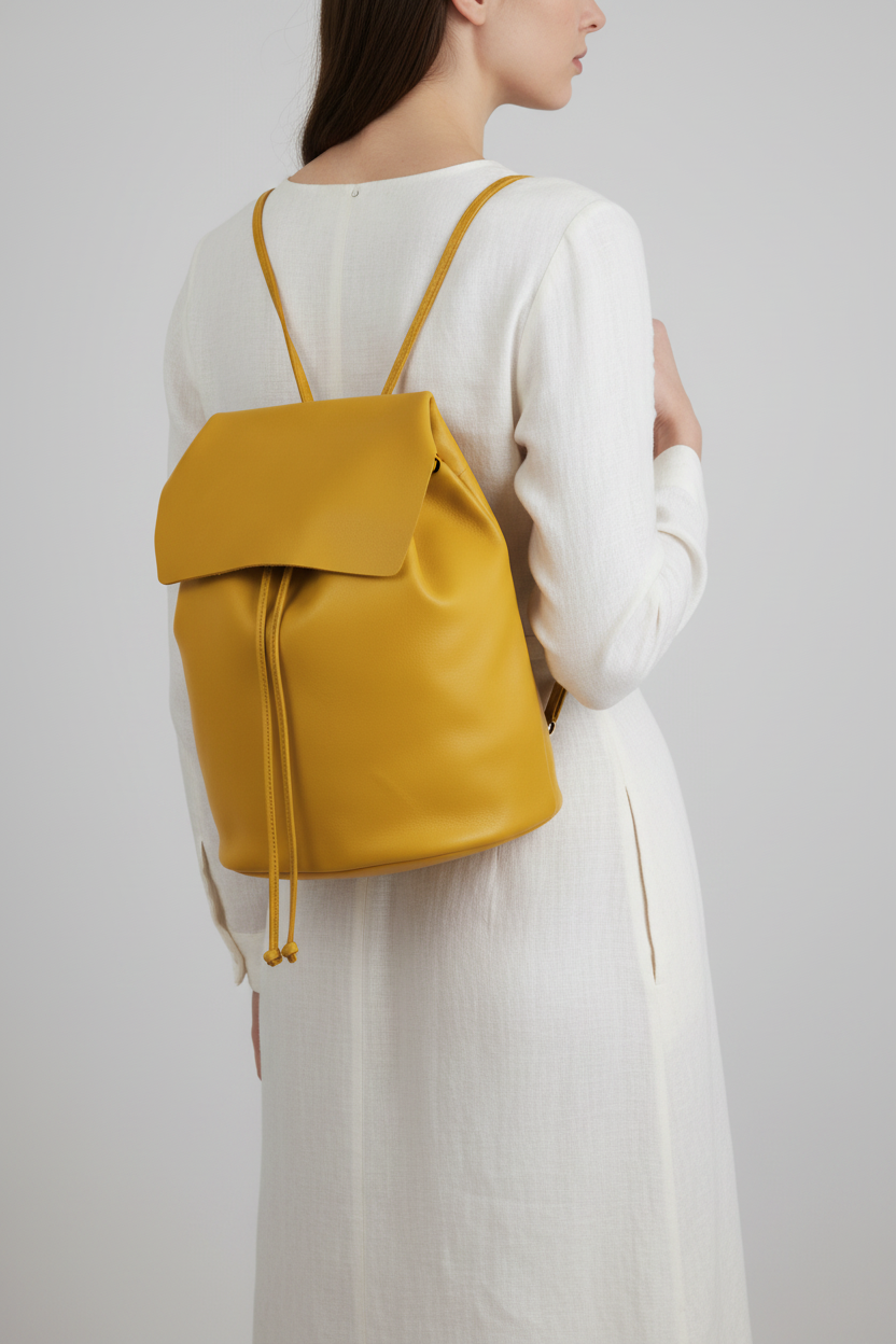 Sac à Dos Cuir Jaune IRENE — Mochila Artisanal Premium | Bmassy