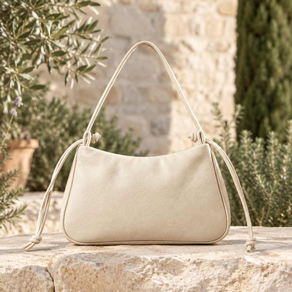 Sac à main LOLI clair dans un décor naturel, fait main - BMASSY