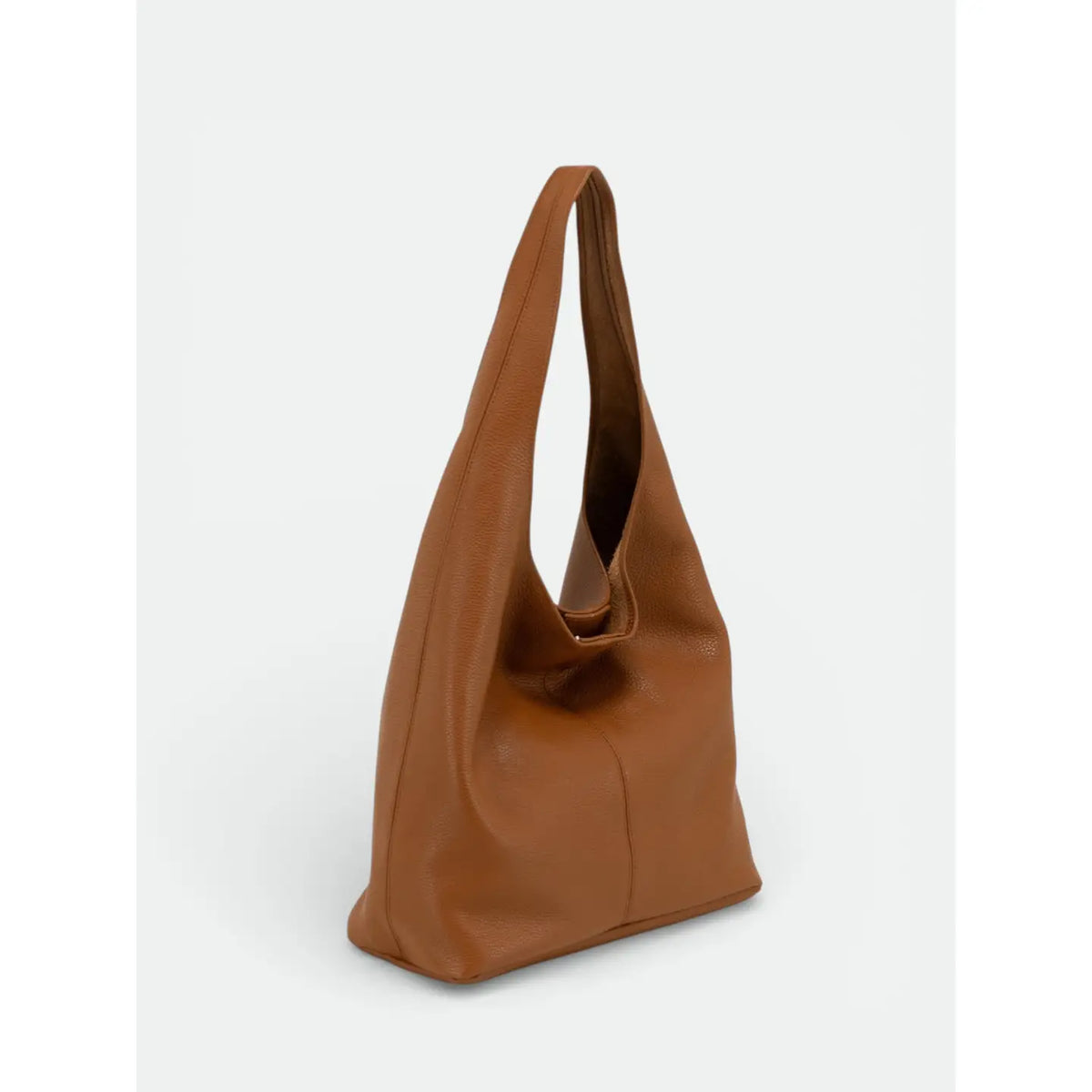 Sac porté épaule en cuir grainé bordeaux, vue de profile