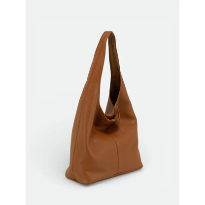 Sac porté épaule en cuir grainé bordeaux, vue de profile