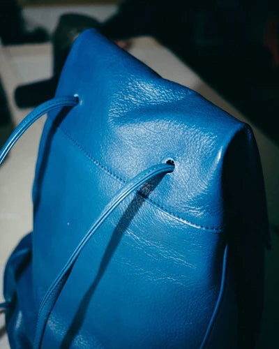 Mini Sac à Dos Cuir Bleu IRENE — Artisanal Premium | Bmassy