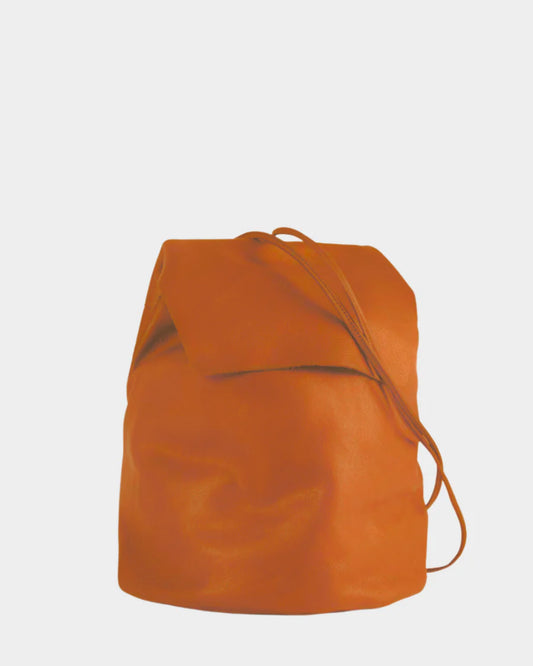Mini Sac à Dos Cuir Orange IRENE — Artisanal Premium | Bmassy