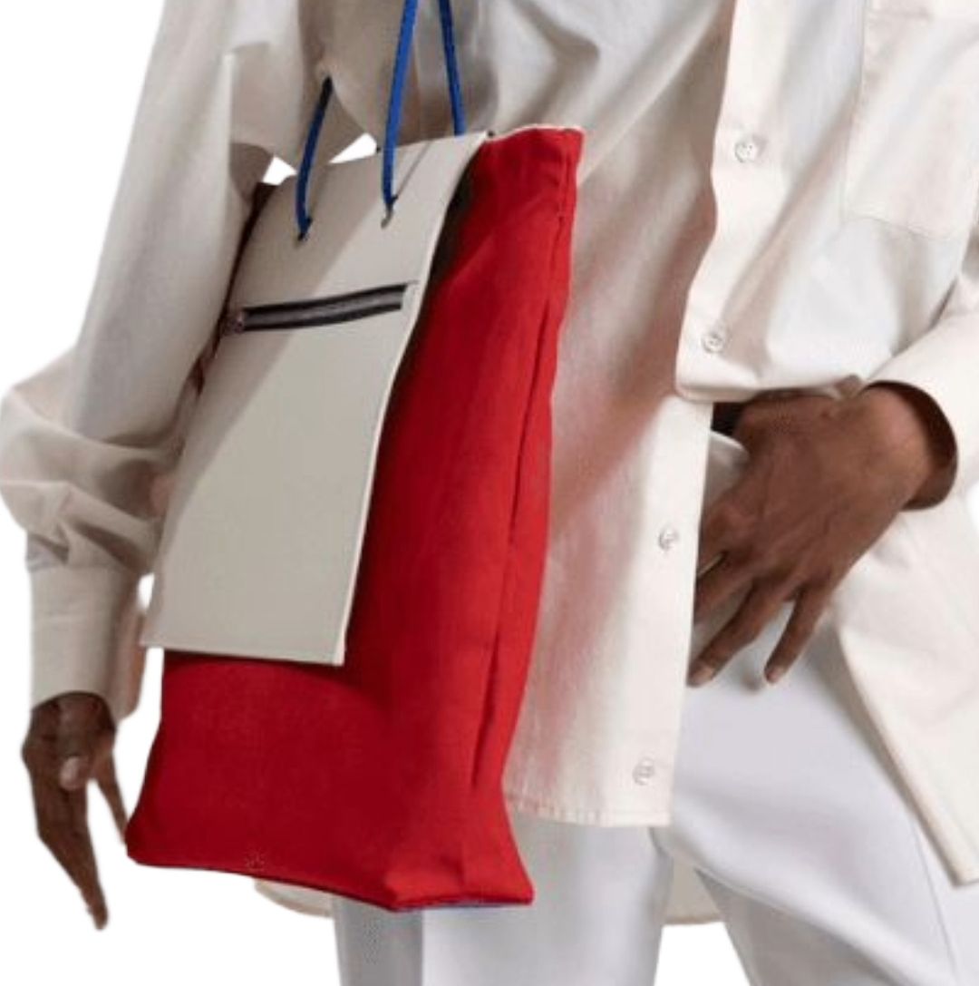 Sac à main de grande capacité rouge - blanc de fourre-tout réversible