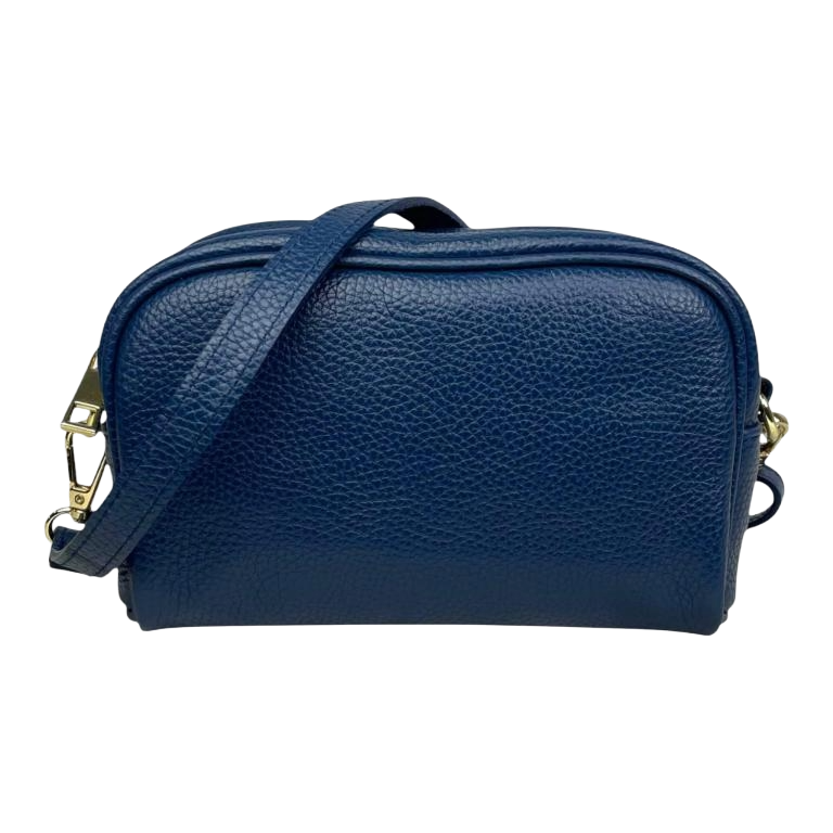Sac Bandoulière en peau italienne avec Poche Avant - Cognac