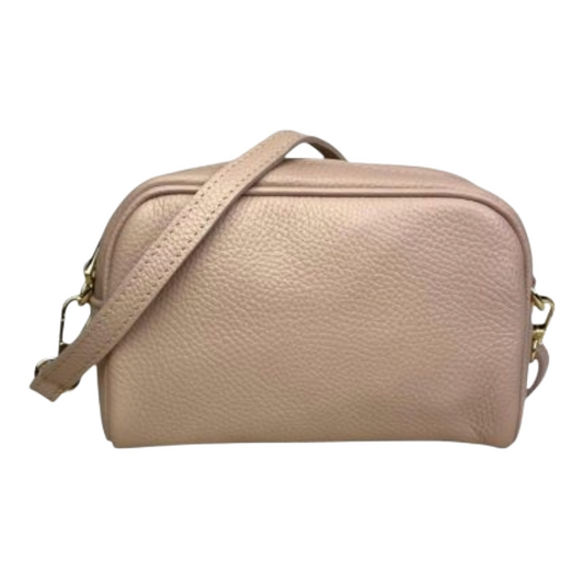 Sac Bandoulière en peau italienne avec Poche Avant - Beige
