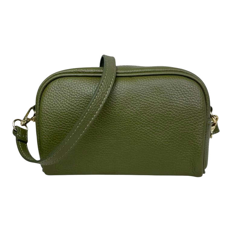 Sac Bandoulière en peau italienne avec Poche Avant - Noir